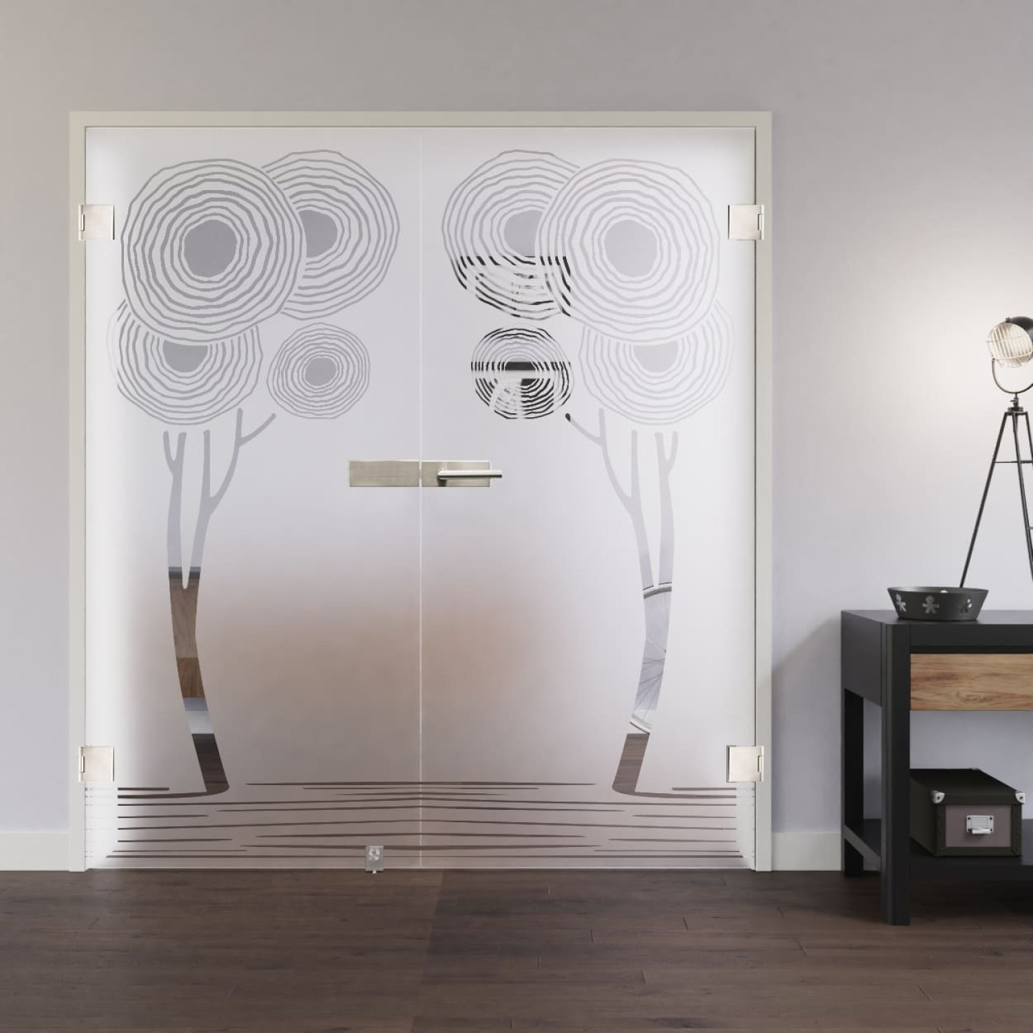 LIENBACHER GLAS Ganzglas Doppelflügeltür Modell 380 negativ Klarglas
