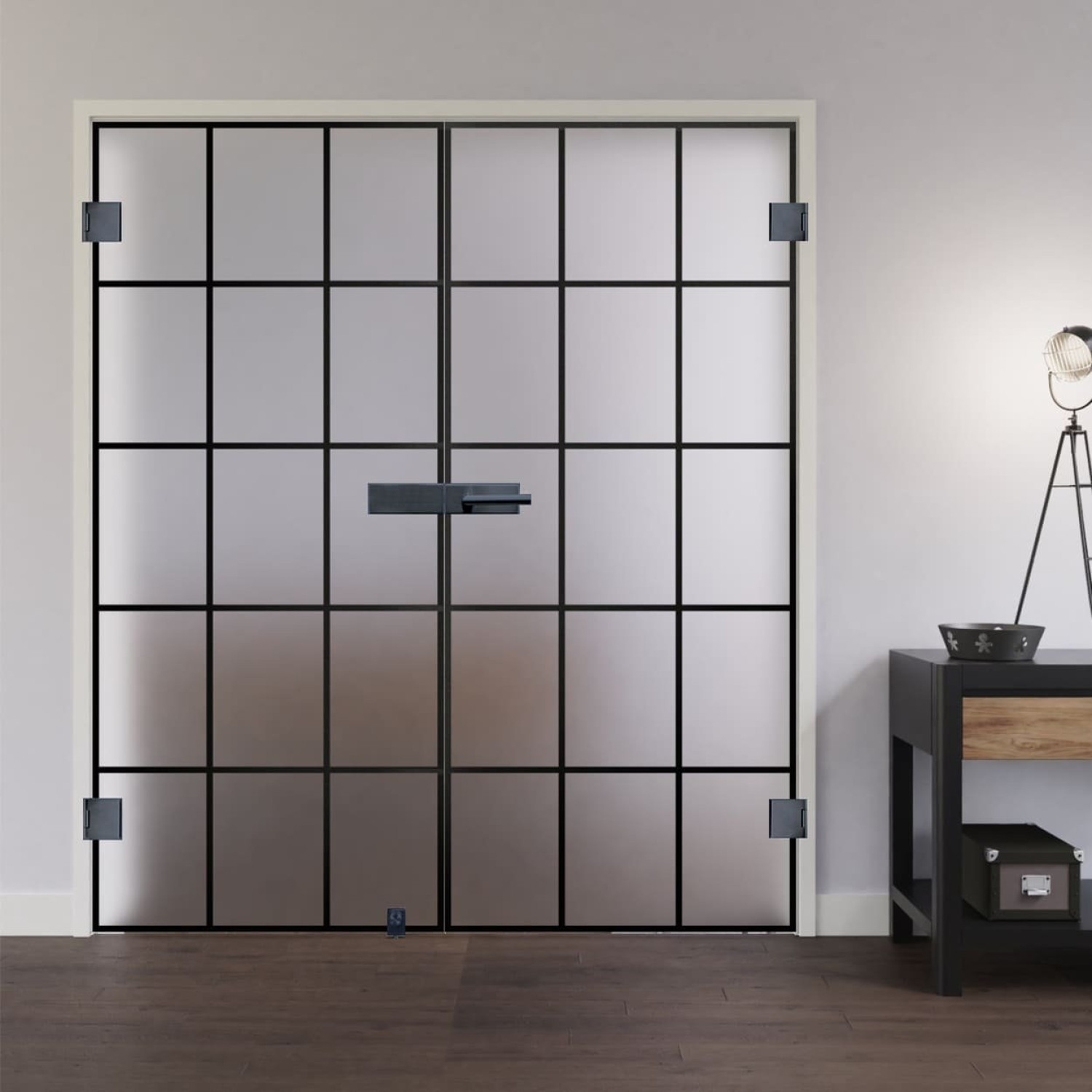 Ansicht von LIENBACHER GLAS Ganzglas Doppelflügeltür Modell 633 Black Signature Satiniert
