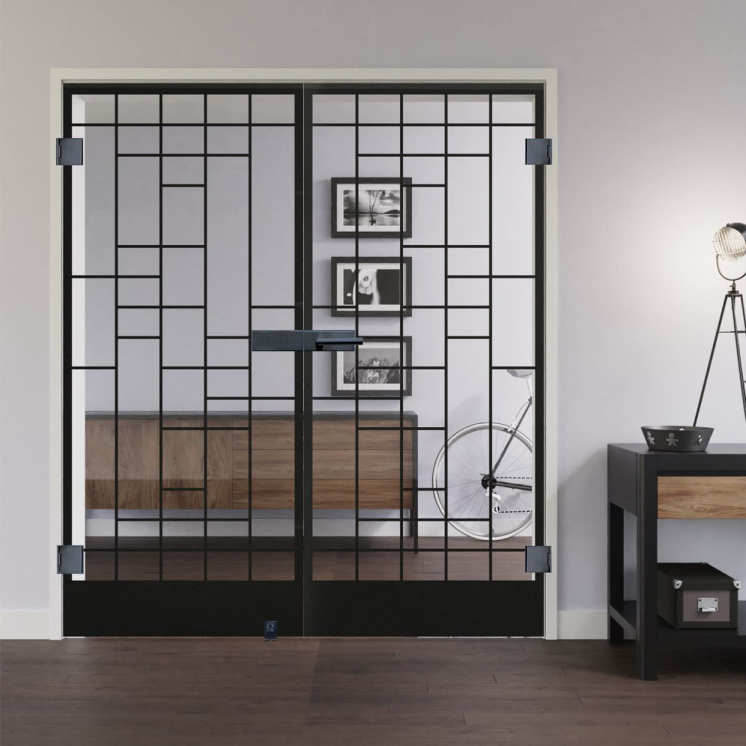 LIENBACHER GLAS Ganzglas Doppelflügeltür Modell 643 Black Signature Klarglas
