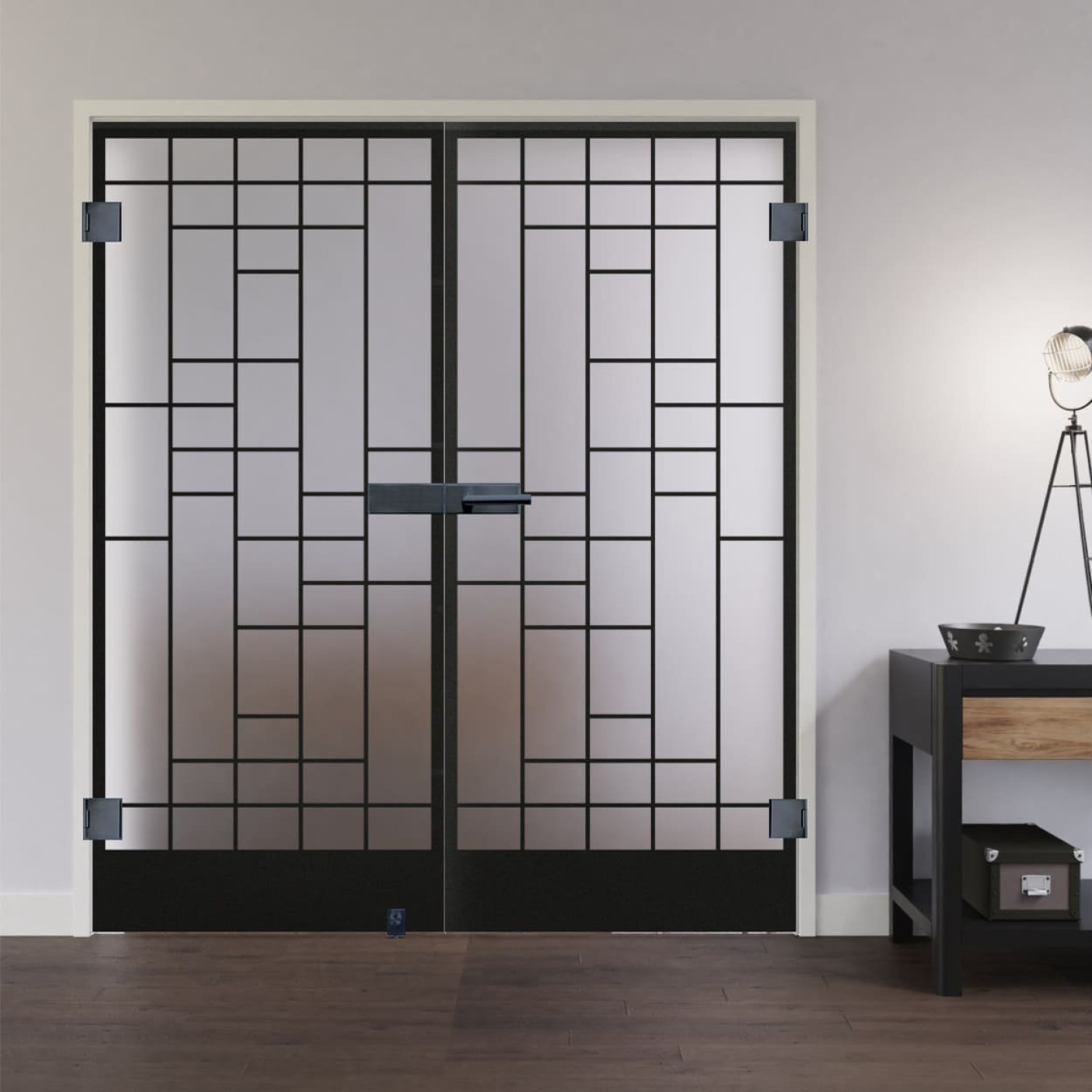 Ansicht von LIENBACHER GLAS Ganzglas Doppelflügeltür Modell 643 Black Signature Satiniert