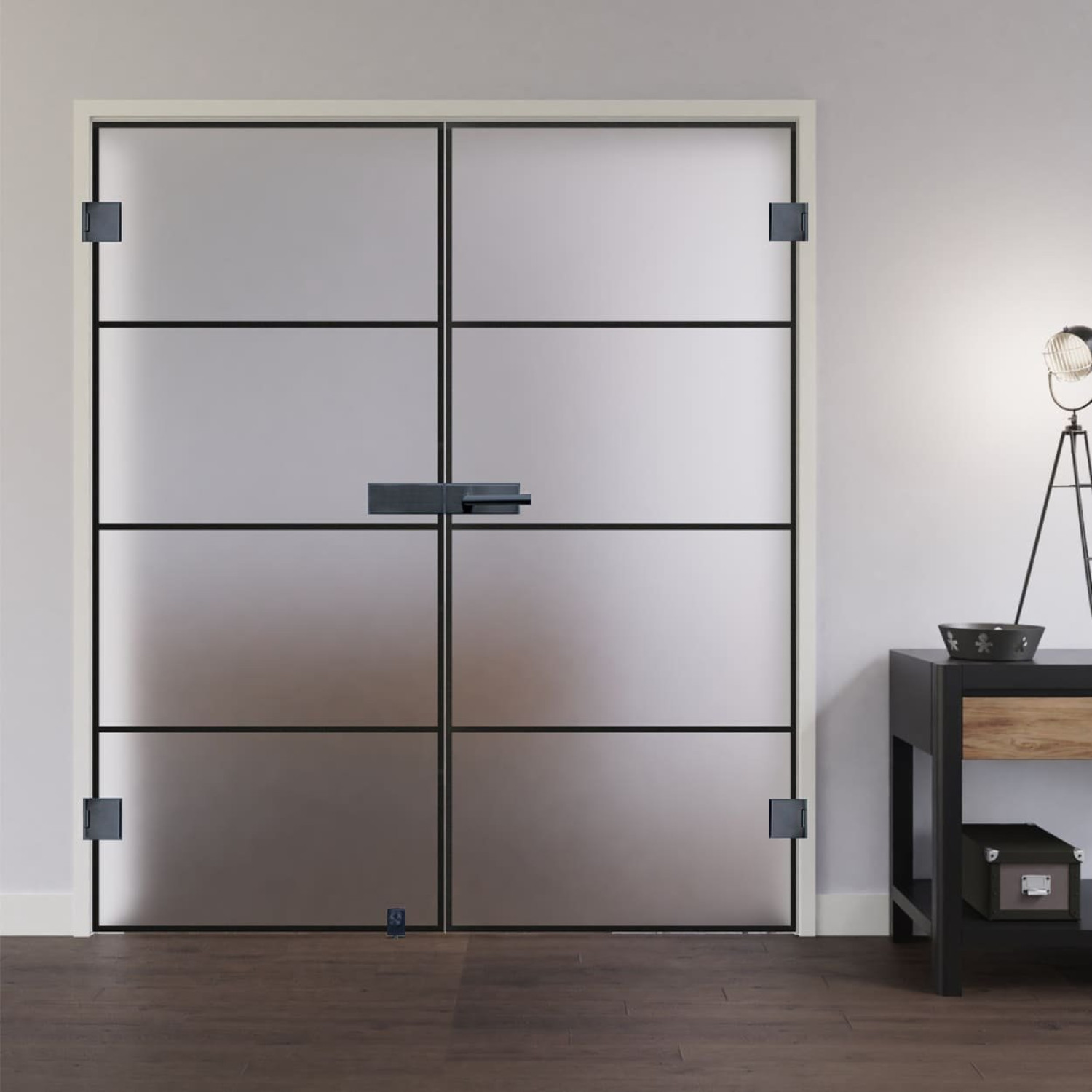 Ansicht von LIENBACHER GLAS Ganzglas Doppelflügeltür Modell 647 Black Signature Satiniert