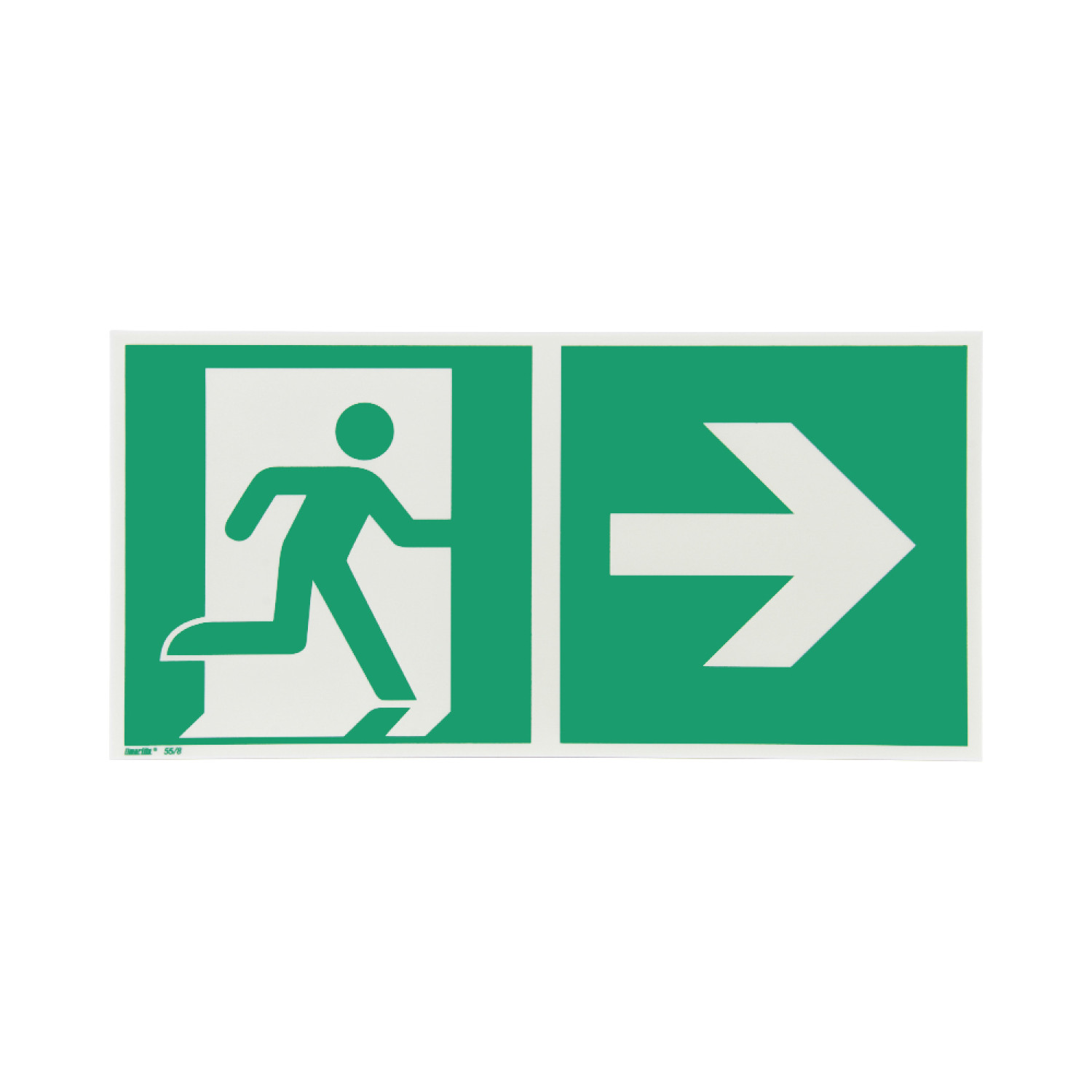 Hinweisschild Rettungsweg Pfeil rechts Kunststoff langnachleuchtend - Interio