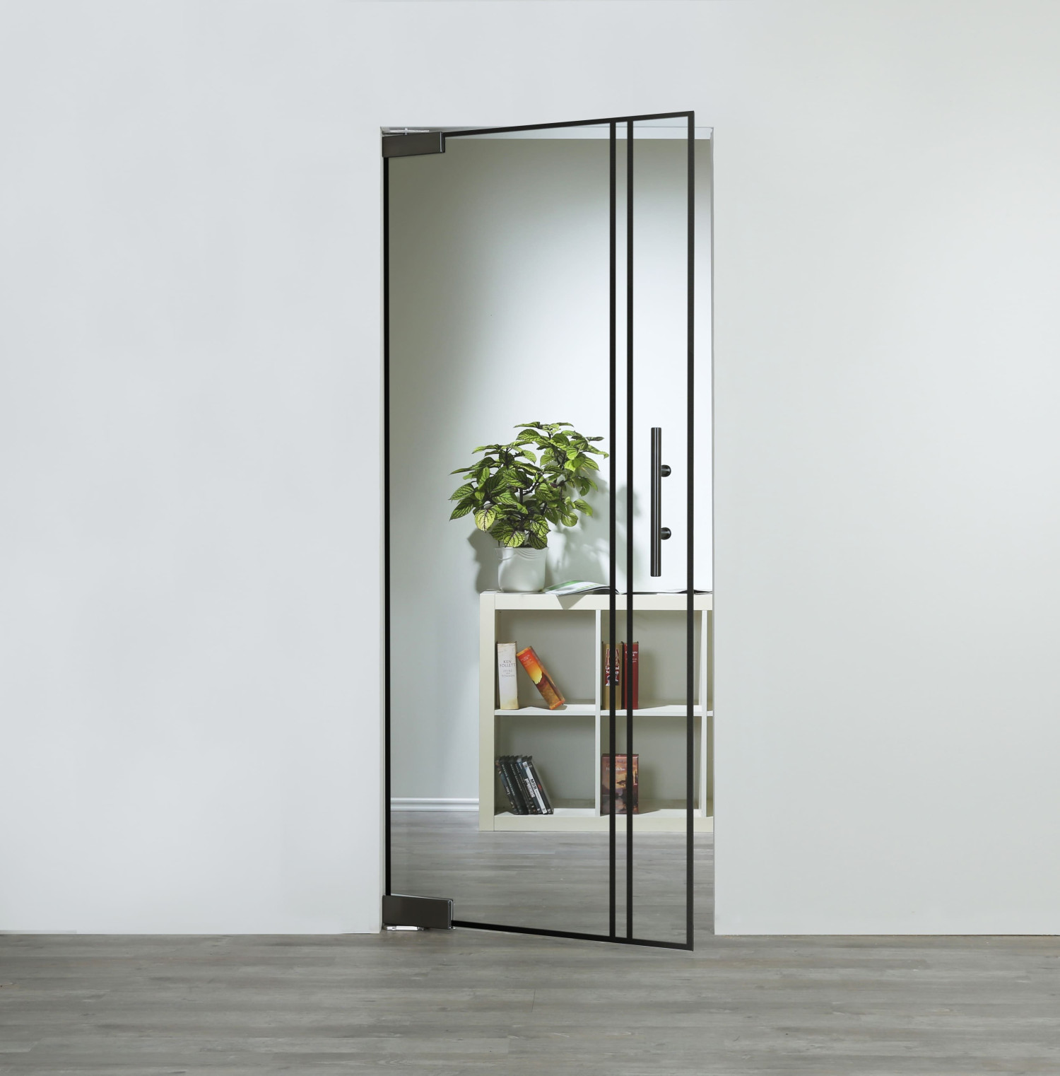 Ansicht von Black Signature mit Streifen PT 623 Klarglas Glaspendeltür - Lienbacher Glas