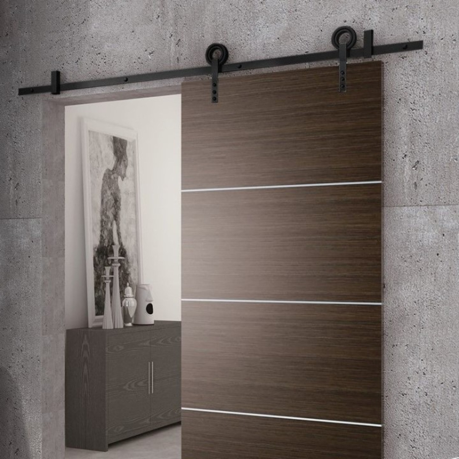 Milieu 1 von Schiebetürsystem Modern Schwarz für Holztüren - Intersteel