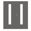 HÖRMANN Doppelflügeltür Groove 23 Staubgrau RAL 7037 Lack DesignLine mit Lichtausschnitt LA 24 mittig mit Zarge