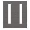 HÖRMANN Doppelflügeltür Groove 27 Staubgrau RAL 7037 Lack DesignLine mit Lichtausschnitt LA 24 mittig mit Zarge
