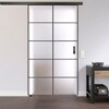 LIENBACHER GLAS Ganzglas Schiebetür-Set Black Signature ST 621 mit Streifen Satiniert inkl. Schiebetürsystem