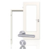 Innentür-Set Glatt Premium Weißlack RAL 9010 mit Lichtausschnitt LA-DIN mit Zarge und Drücker