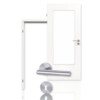 Innentür-Set Glatt Premium Weißlack RAL 9016 mit Lichtausschnitt LA-DIN mit Zarge und Drücker