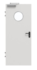 Frontansicht von GARANT Brandschutztür T30 Silver Grey 0160-60 CePaL mit Lichtausschnitt LA-12