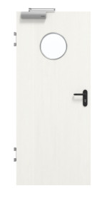 Frontansicht von GARANT Brandschutztür T30 Authentic Bianco GCK08 mit Lichtausschnitt LA-12