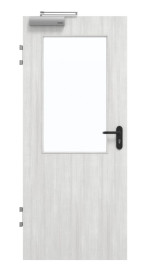 Frontansicht von GARANT Brandschutztür T30 Authentic Grigio GCK08 mit Lichtausschnitt LA-6