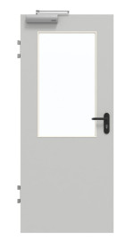 Frontansicht von GARANT Brandschutztür T30 Dove Grey D92-60 Resopal mit Lichtausschnitt LA-6