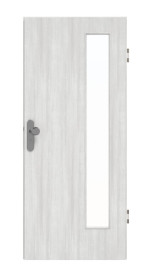 Frontansicht von GARANT Wohnungseingangstür Authentic Grigio GCK08 mit Lichtausschnitt LA-4 bandseitig