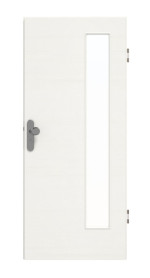 Frontansicht von GARANT Wohnungseingangstür Quer Authentic Bianco CePaL mit Lichtausschnitt LA-4 bandseitig