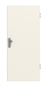 Frontansicht von Wohnungseingangstür-Set Weiß 9010 CPL mit runder Zarge und Beschlag
