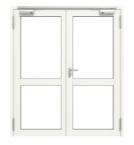 Frontansicht von TECKENTRUP Innentür-Set 2-flg. Aluminium Rohrrahmentür T30 FireStop ADS90 Schüco mit Lichtausschnitt LA-02 inkl. Blockzarge