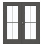 Frontansicht von GARANT Doppelflügeltür inkl. Zarge 10622-60 Ebony CPL mit Lichtausschnitt LA-2 Sprosse SP0
