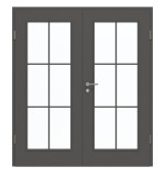 Frontansicht von GARANT Doppelflügeltür inkl. Zarge 10622-60 Ebony CPL mit Lichtausschnitt LA-2 Sprosse SP4