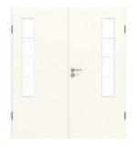 Frontansicht von GARANT Doppelflügeltür inkl. Zarge 0105-60 Pearl White CPL mit Lichtausschnitt LA-5 bandseitig Sprosse SP10