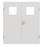Frontansicht von GARANT Doppelflügeltür inkl. Zarge 0160-60 Silver Grey CPL mit Lichtausschnitt LA-9