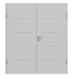 Frontansicht von Groove 14 ProLine Lack Grau RAL 7035 Doppelflügeltür inkl. Zarge - Hörmann