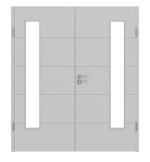 Frontansicht von Groove 15 LA 24 bandseitig ProLine Lack Grau RAL 7035 Doppelflügeltür inkl. Zarge - Hörmann