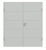 Frontansicht von Groove 15 ProLine Lack Grau RAL 7035 Doppelflügeltür inkl. Zarge - Hörmann