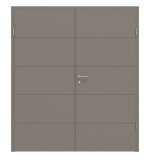 Frontansicht von Groove 15 ProLine Lack Taupe RAL 7048 Doppelflügeltür inkl. Zarge - Hörmann
