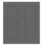 Frontansicht von HÖRMANN Doppelflügeltür Groove 21 Staubgrau RAL 7037 Lack DesignLine mit Zarge