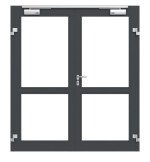 Frontansicht in db703 von Innentür-Set 2-flg. Aluminium Rohrrahmentür mit Feuerschutzfunktion HE321 mit LA-02 inkl. Blockzarge - Hörmann