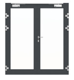 Frontansicht von Innentür-Set 2-flg. Aluminium Rohrrahmentür mit Feuerschutzfunktion HE 921 mit LA-01 inkl. Blockzarge - Hörmann