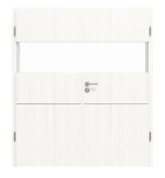 Frontansicht von HÖRMANN Doppelflügeltür Pure 2 Gebürstetes Weiß Duradecor DesignLine mit Lichtausschnitt quer mit bündiger Lisene Plain 79-7 mit Zarge