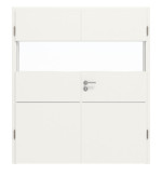 Frontansicht von HUGA Doppelflügeltür Pure 2 Weißlack DesignLine mit Lichtausschnitt quer mit bündiger Lisene Plain 79-7 mit Zarge