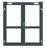 Frontansicht in db703 von Innentür-Set 2-flg. Aluminium Rohrrahmentür mit Rauchschutzfunktion RS 250 mit LA-02 inkl. Blockzarge - Hörmann