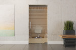 Frontansicht von Ufficio Motiv matt Glaspendeltür DORMA Mundus BTS Variante 1 - Erkelenz