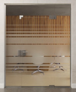 Bild von Selina Motiv matt Ganzglastür mit zwei festen Seitenteilen und Oberlicht DORMA Mundus Variante 7 - Erkelenz