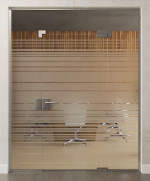 Bild von Ufficio Motiv matt Ganzglastür mit zwei festen Seitenteilen und Oberlicht DORMA Mundus Variante 7 - Erkelenz