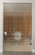 Bild von Ufficio Motiv klar Glaspendeltür mit festem Seitenteil und Oberlicht DORMA Tensor Variante 3 - Erkelenz