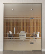 Bild von Selina Motiv klar Glaspendeltür mit zwei festen Seitenteilen und Oberlicht DORMA Tensor Variante 5 - Erkelenz