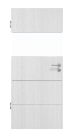 Frontansicht von HÖRMANN Innentür Pure 2 Eiche Weiß Duradecor DesignLine mit Lichtausschnitt quer mit bündiger Lisene Plain 80-7