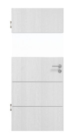 Frontansicht von HÖRMANN Innentür Pure 2 Eiche Weiß Duradecor DesignLine mit Lichtausschnitt quer mit Lisene Steel 79