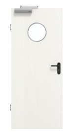 Frontansicht von GARANT Rauchschutztür Authentic Bianco GCK08 mit Lichtausschnitt LA-12