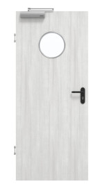 Frontansicht von GARANT Rauchschutztür Authentic Grigio GCK08 mit Lichtausschnitt LA-12
