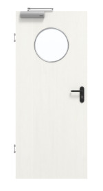 Frontansicht von GARANT Rauchschutztür Authentic Bianco GCK08 mit Lichtausschnitt LA-13