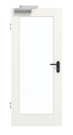 Frontansicht von GARANT Rauchschutztür Authentic Bianco GCK08 mit Lichtausschnitt LA-2