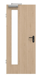 Frontansicht von GARANT Rauchschutztür Authentic Achat GCK08 mit Lichtausschnitt LA-4 bandseitig