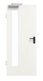 Frontansicht von GARANT Rauchschutztür Authentic Bianco GCK08 mit Lichtausschnitt LA-4 bandseitig