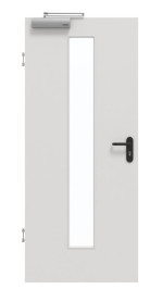 Frontansicht von GARANT Rauchschutztür 0160-60 Silver Grey CePaL mit Lichtausschnitt LA-4 mittig