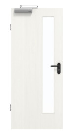 Frontansicht von GARANT Rauchschutztür Authentic Bianco GCK08 mit Lichtausschnitt LA-4 schlossseitig